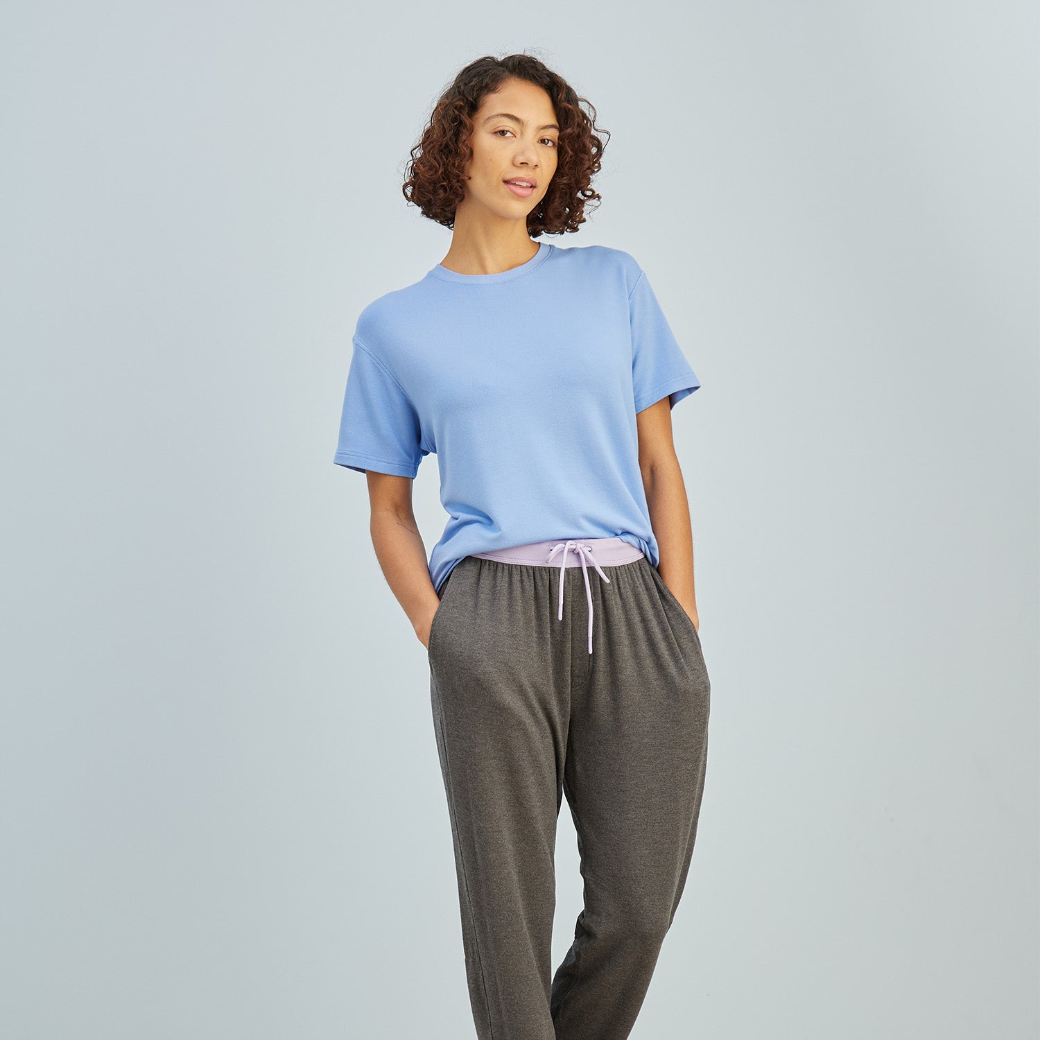 Modal French Terry Lounge Pants | Gray/Lavender