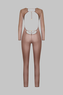 Open Back Long Sleeve Catsuit - French Kiss Light | Mocha