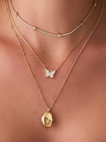Healing Rose Quartz Locket Necklace | Rose Quartz | 14K Gold Plated Brass