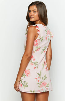 Luca Floral Chiffon Mini Dress | White