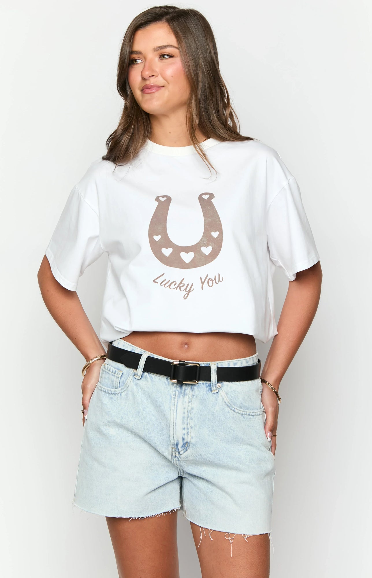 Lucky You Western Tee | White