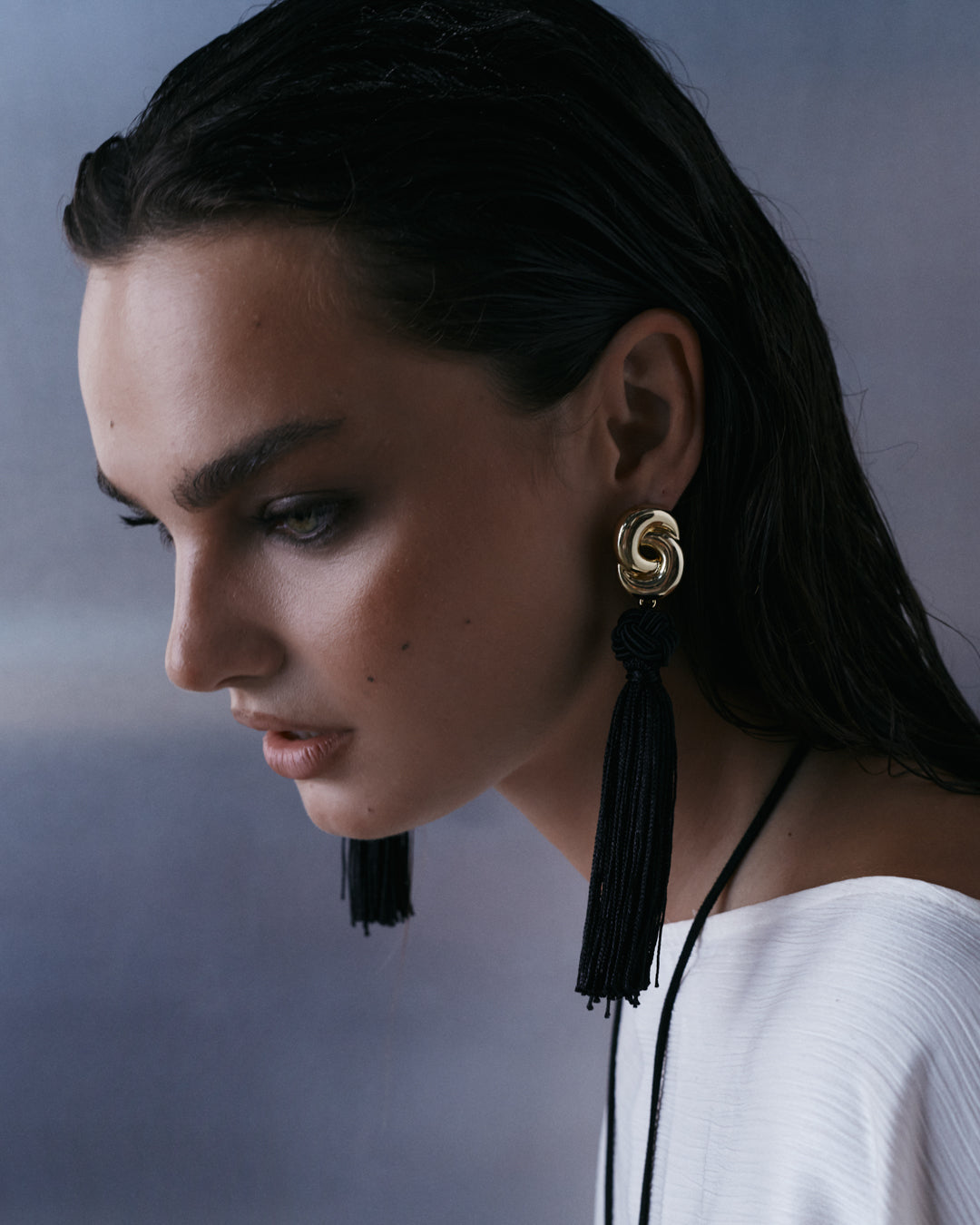 The Solstice Knot Tassel Earrings | Gold