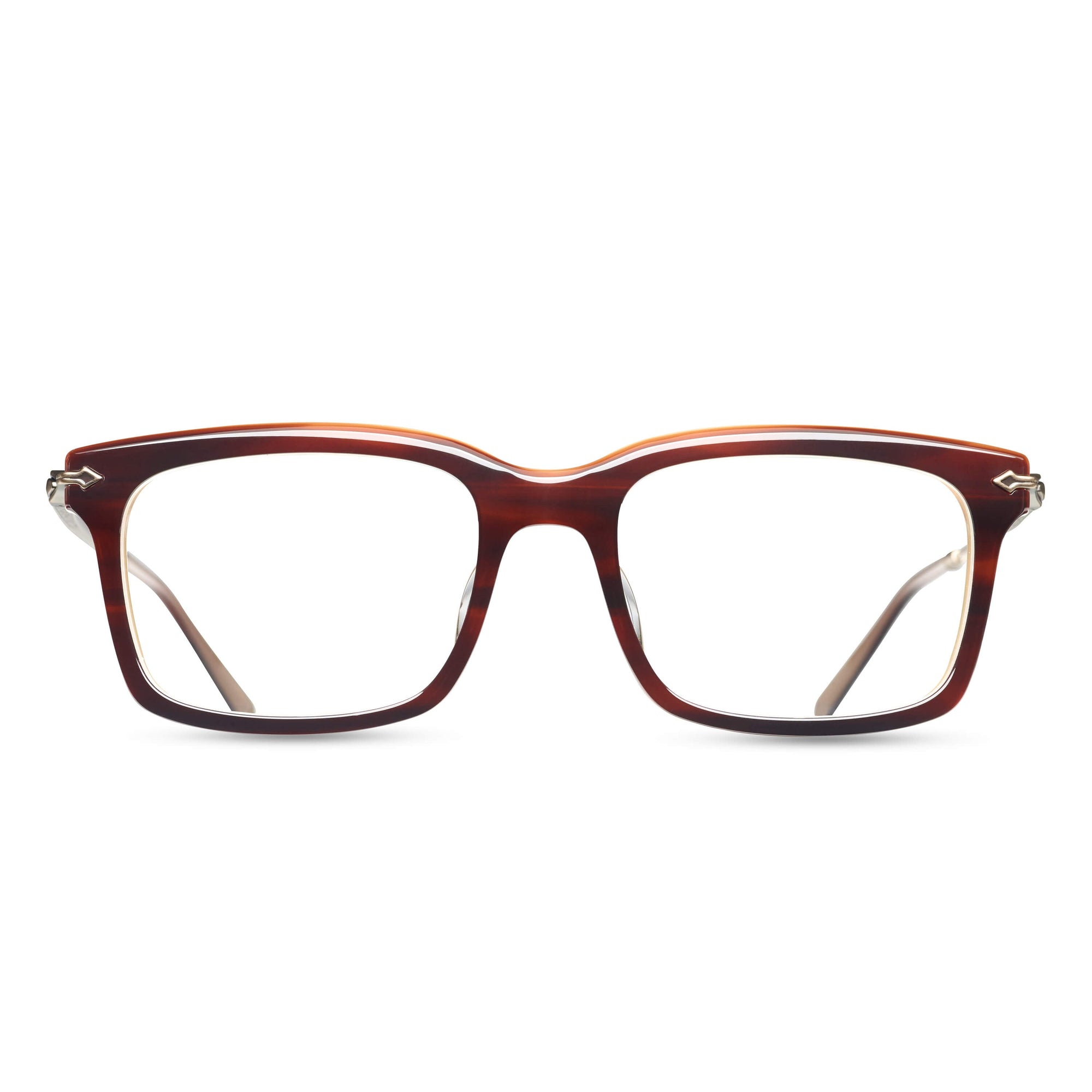 Mens | M2037 Rectangle Optical | Almond Browny/Antique Gold | Clear Lens | 50MM