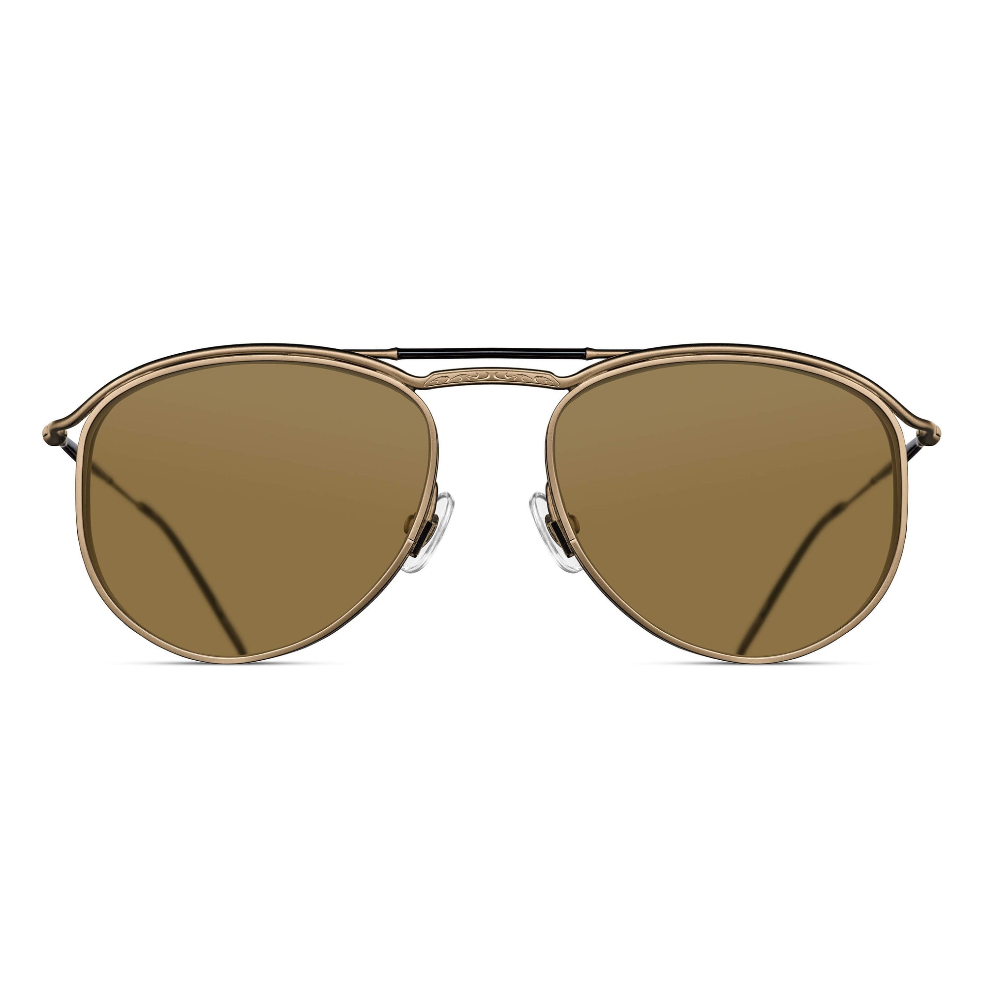 Unisex | M3122 Panto Sunglass | Matte Gold | Brown Lens | 55MM