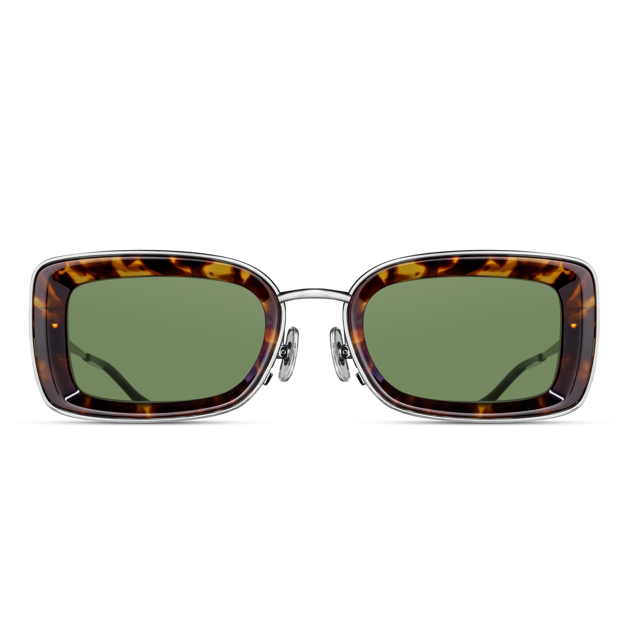 Unisex | M3124 Rectangle Sunglass | Brushed Silver/Tokyo Tortoise | G-15 Green Lens | 51MM