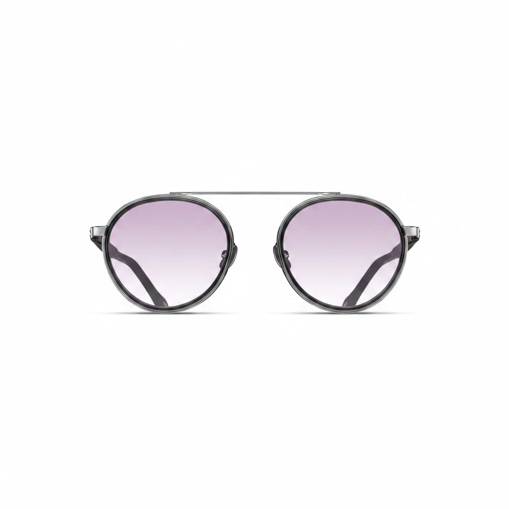 Unisex | M3125 Panto Sunglass | Ruthenium/Black | Cafe Violet Gradient Lenses | 49MM