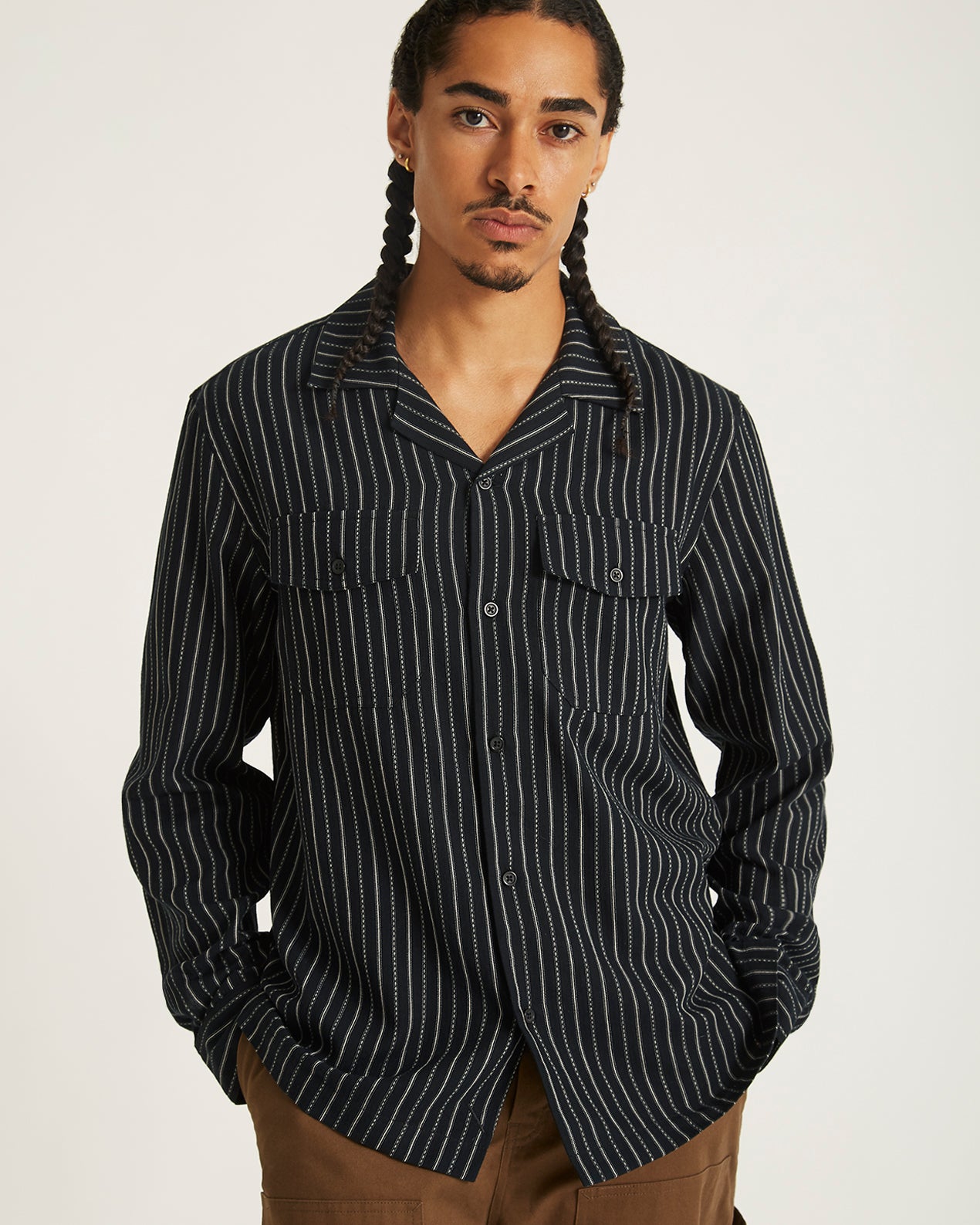 Black | Marco Brushed Shirring Long Sleeve Shirt