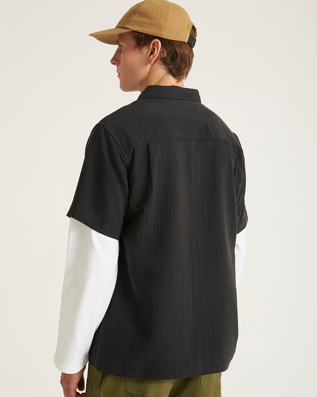 Black | Bruce Double Layer Crinkle Short Sleeve Shirt