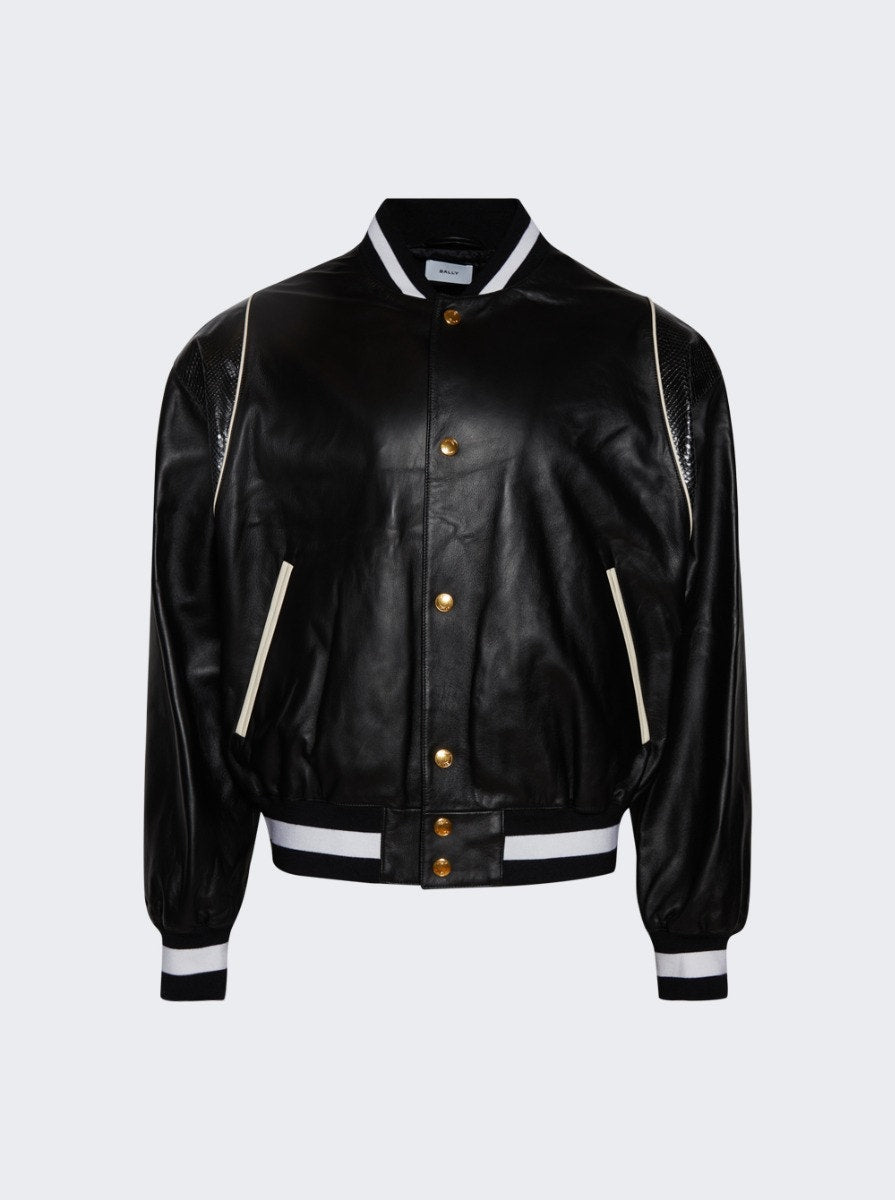 BALLY | Letterman Leather Jacket | Black