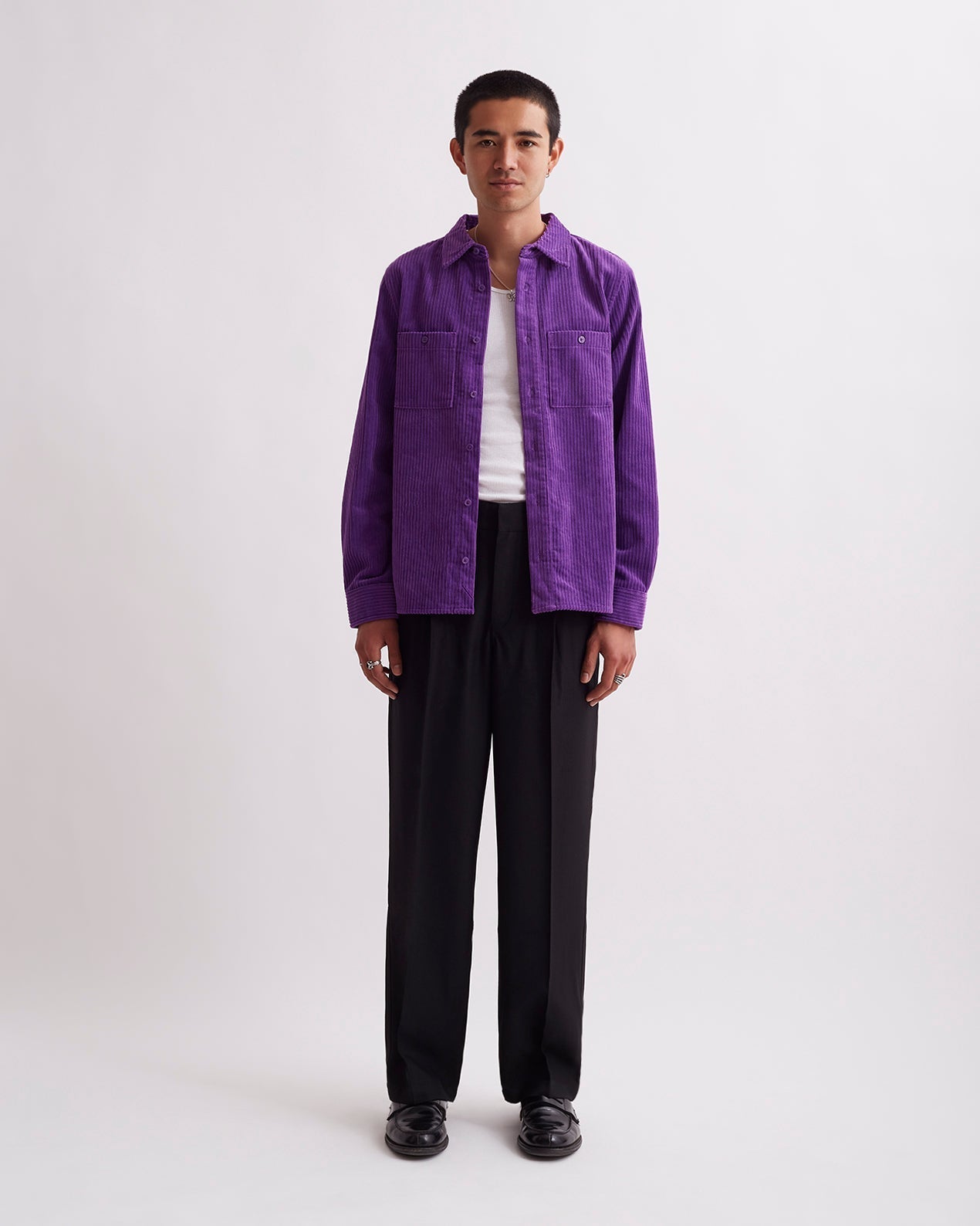 Purple Magic | Nolan Wide Wale Cord Long Sleeve Shirt | Saturdays NYC