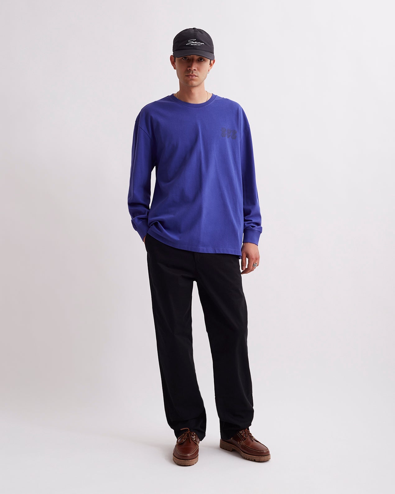 Clematis Blue | Collage Stack Relaxed Long Sleeve Tee | Saturdays NYC