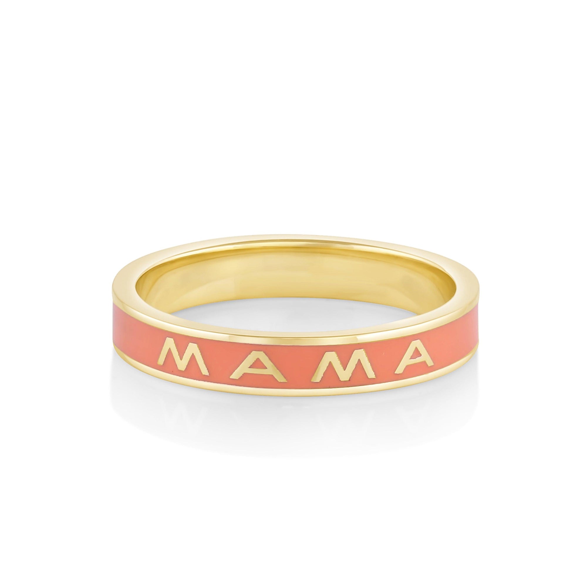 Women | Mama Enamel Band – Melon Enamel | 14k Yellow Gold