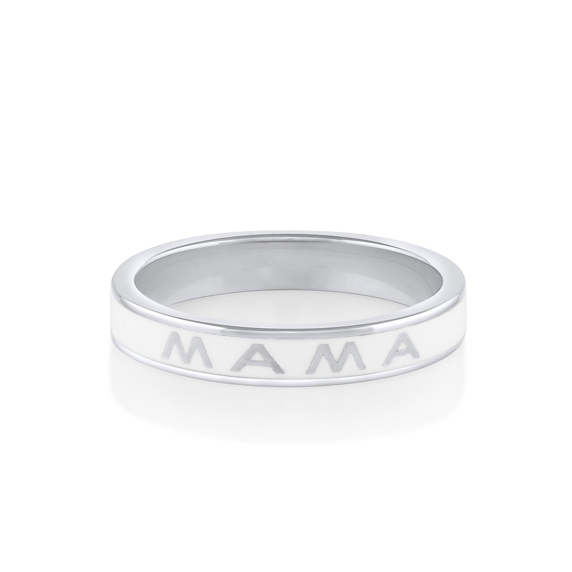 Women | Mama Enamel Band – White Enamel | 14k White Gold