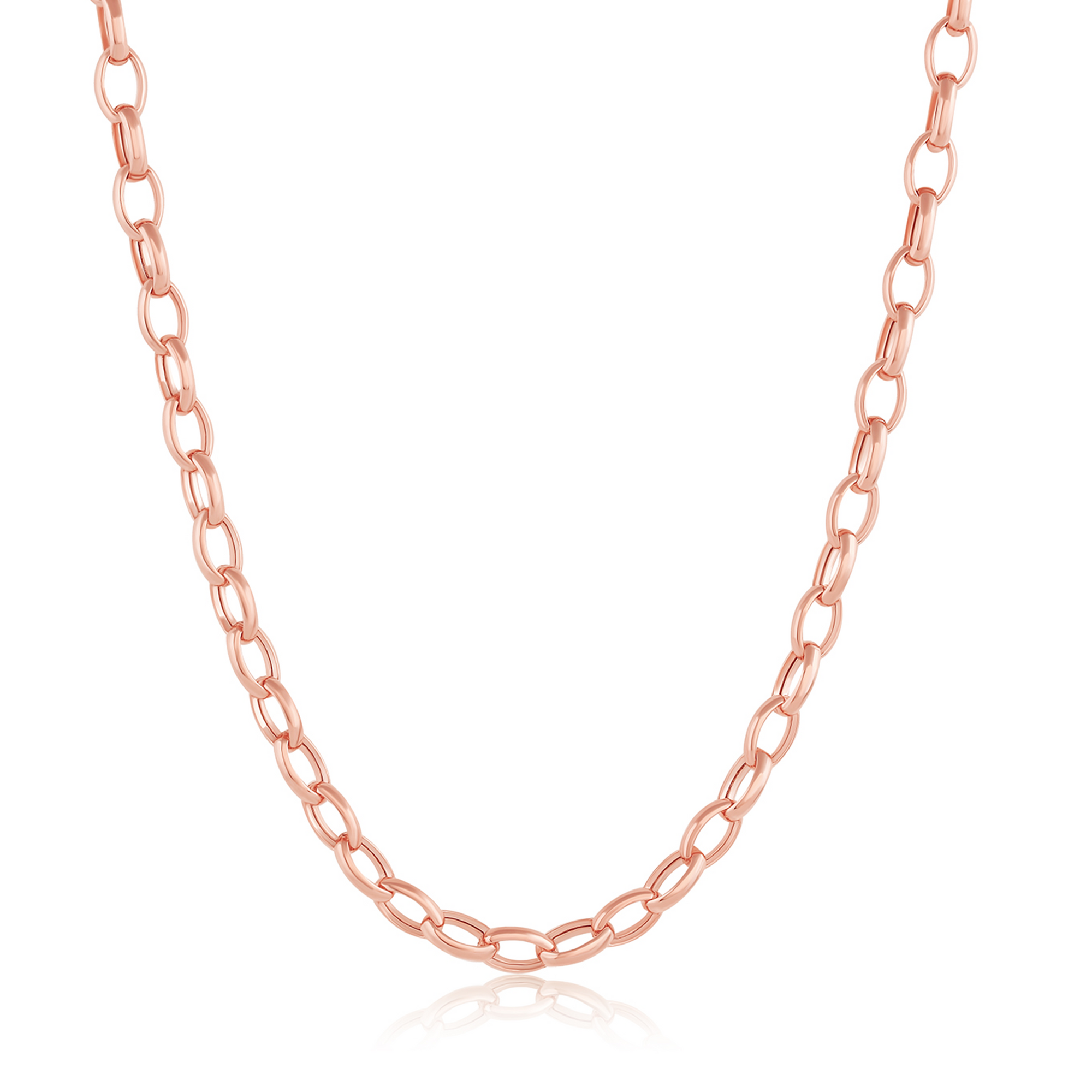 Women | Peony Oval Chain Necklace | 14k Rose Gold