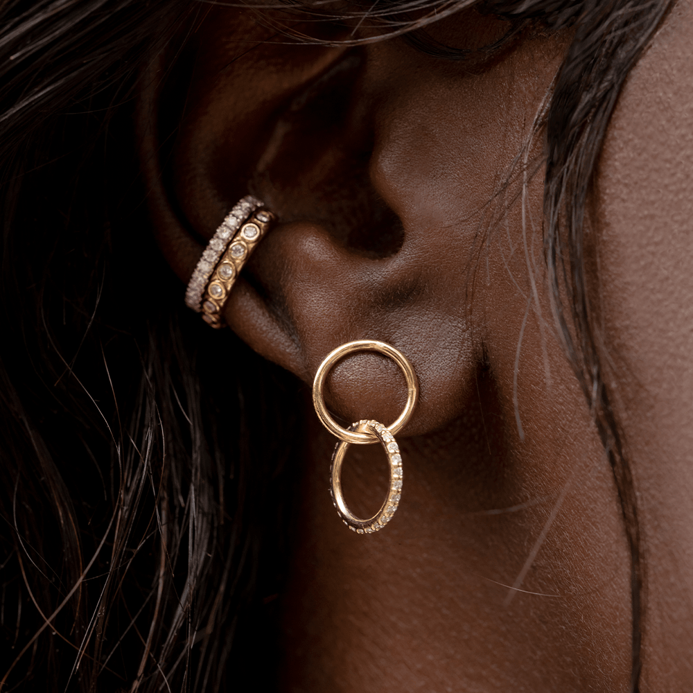 Women | White Diamond Bezel Ear Cuff | 14k Rose Gold