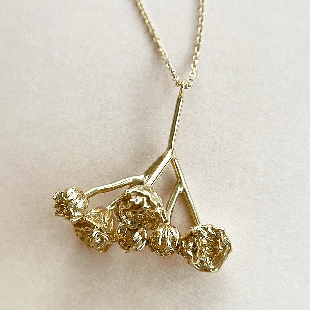 Women | Large Breath Cluster Necklace | 14k Yellow Gold