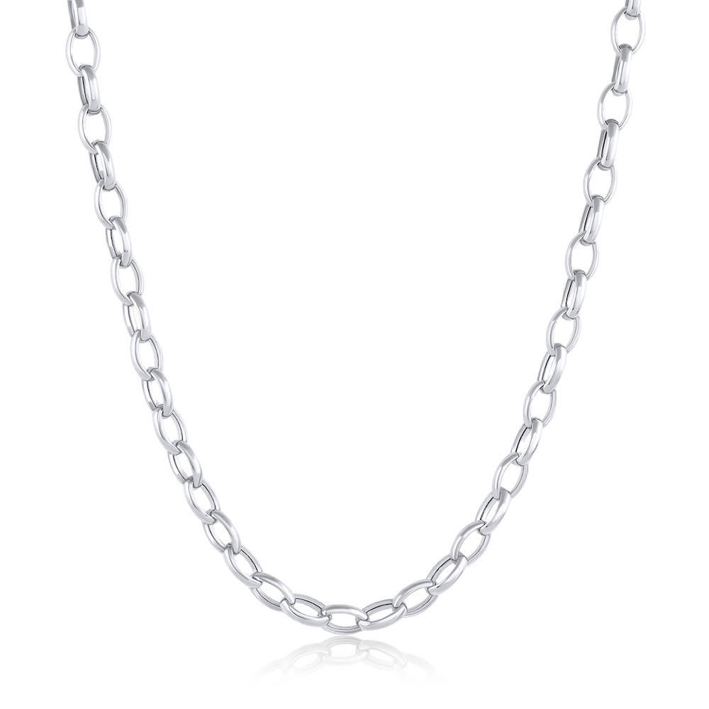 Women | Peony Oval Chain Necklace | 14k White Gold