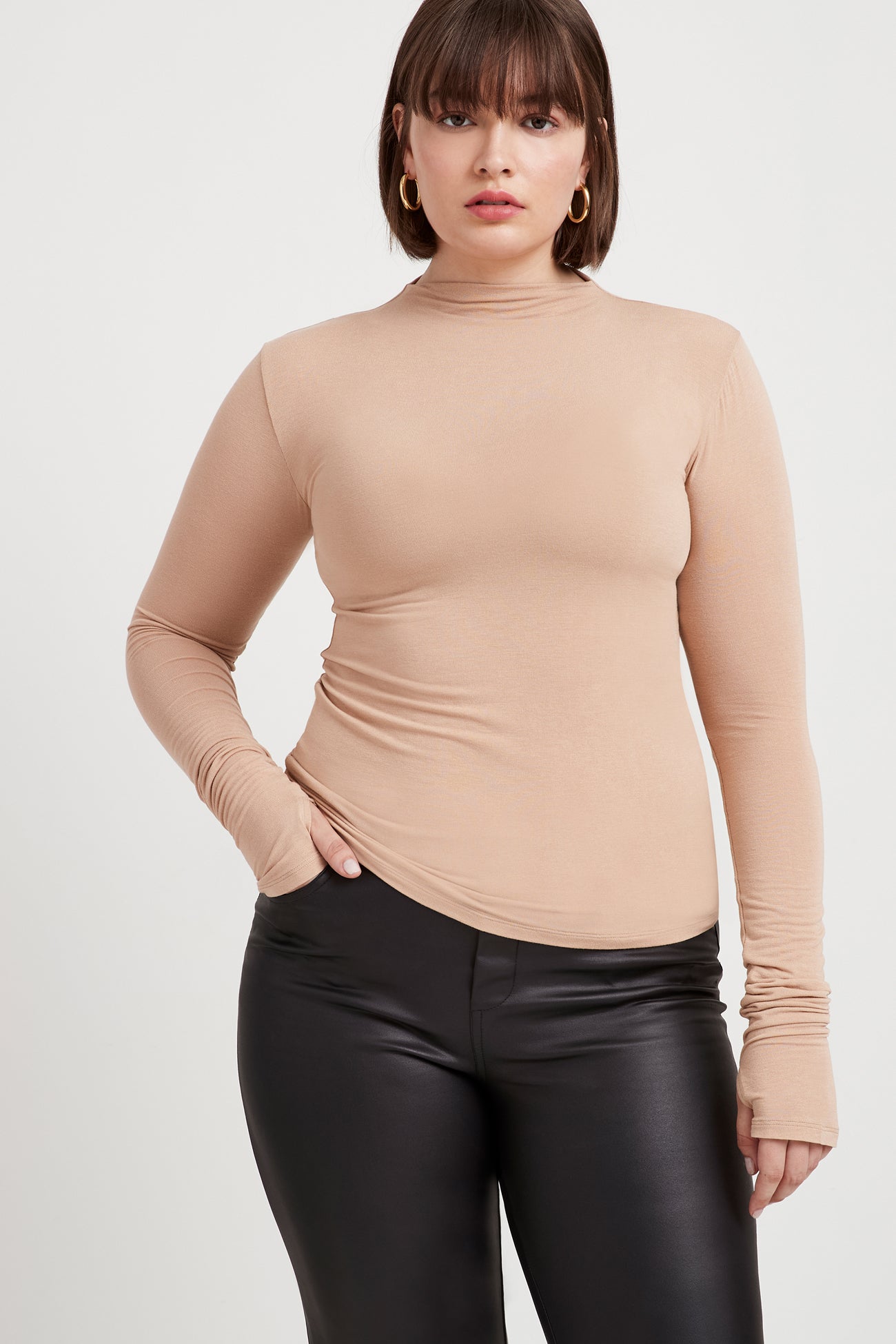Liana Mock Turtleneck | Light Beige