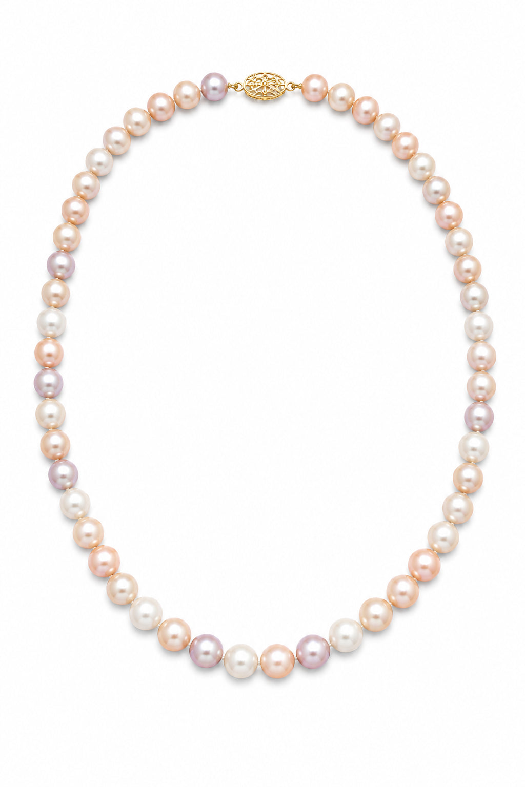 Round Strand Necklace | 14K Yellow Gold | White Freshwater Pearl9mm - 10mm