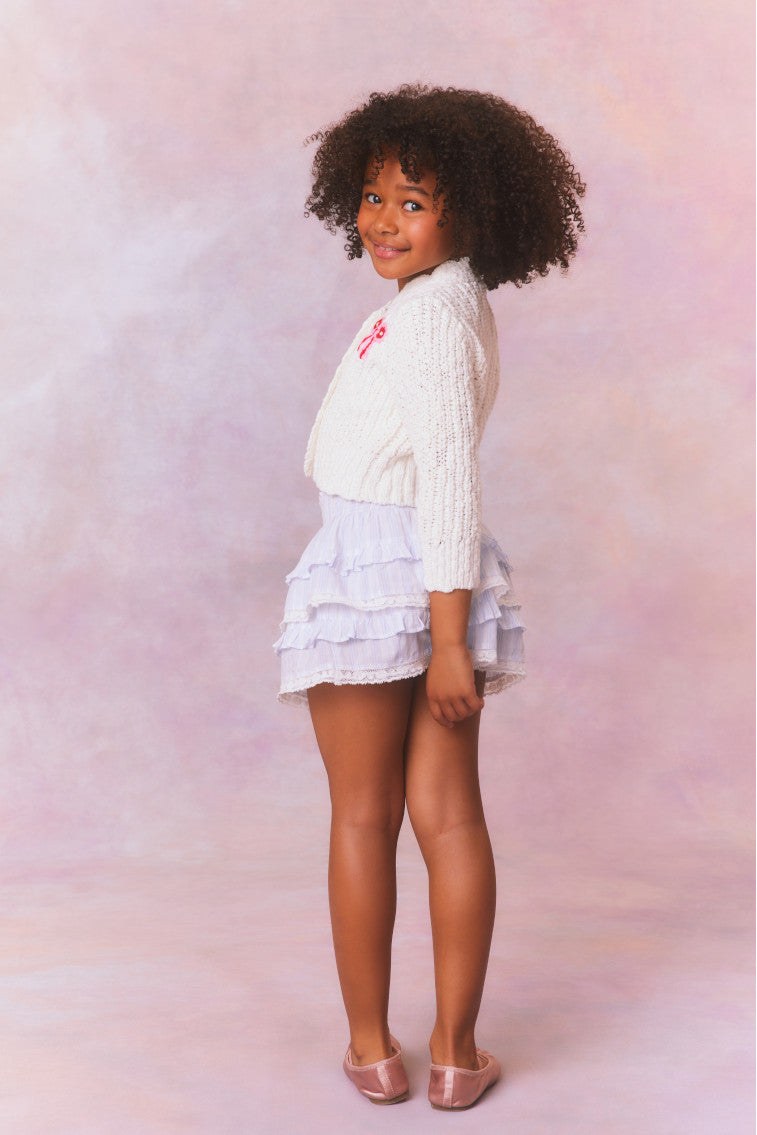 Girls | Menna Bow Cardigan | White