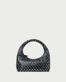 Mercer Black/Silver Leather Shoulder Bag in black leather with silver studs.