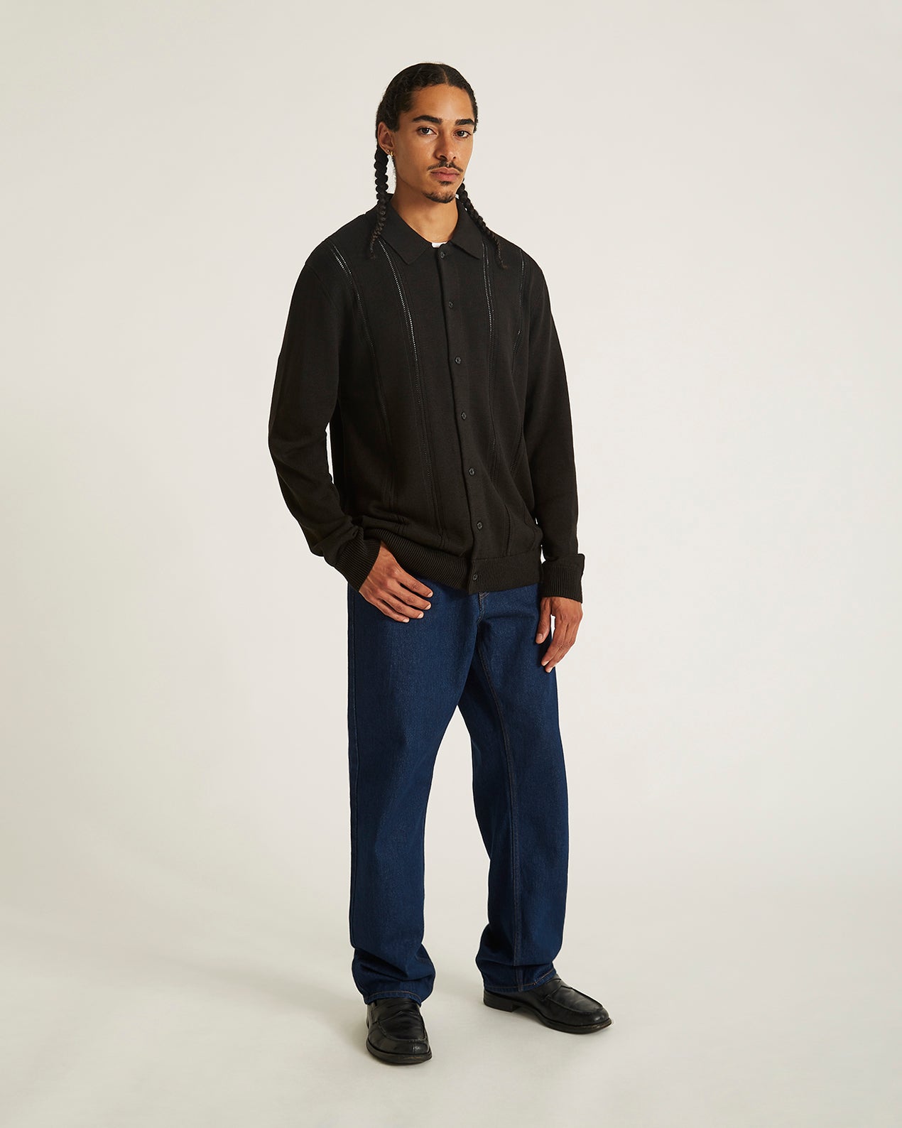 Black | Jahmad Linen Long Sleeve Polo