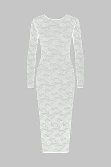 Long Sleeve Midi Dress - Flashback | White