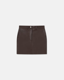 Womens | Miray Okobor Alt-Leather Mini Skirt | Coffee Ground