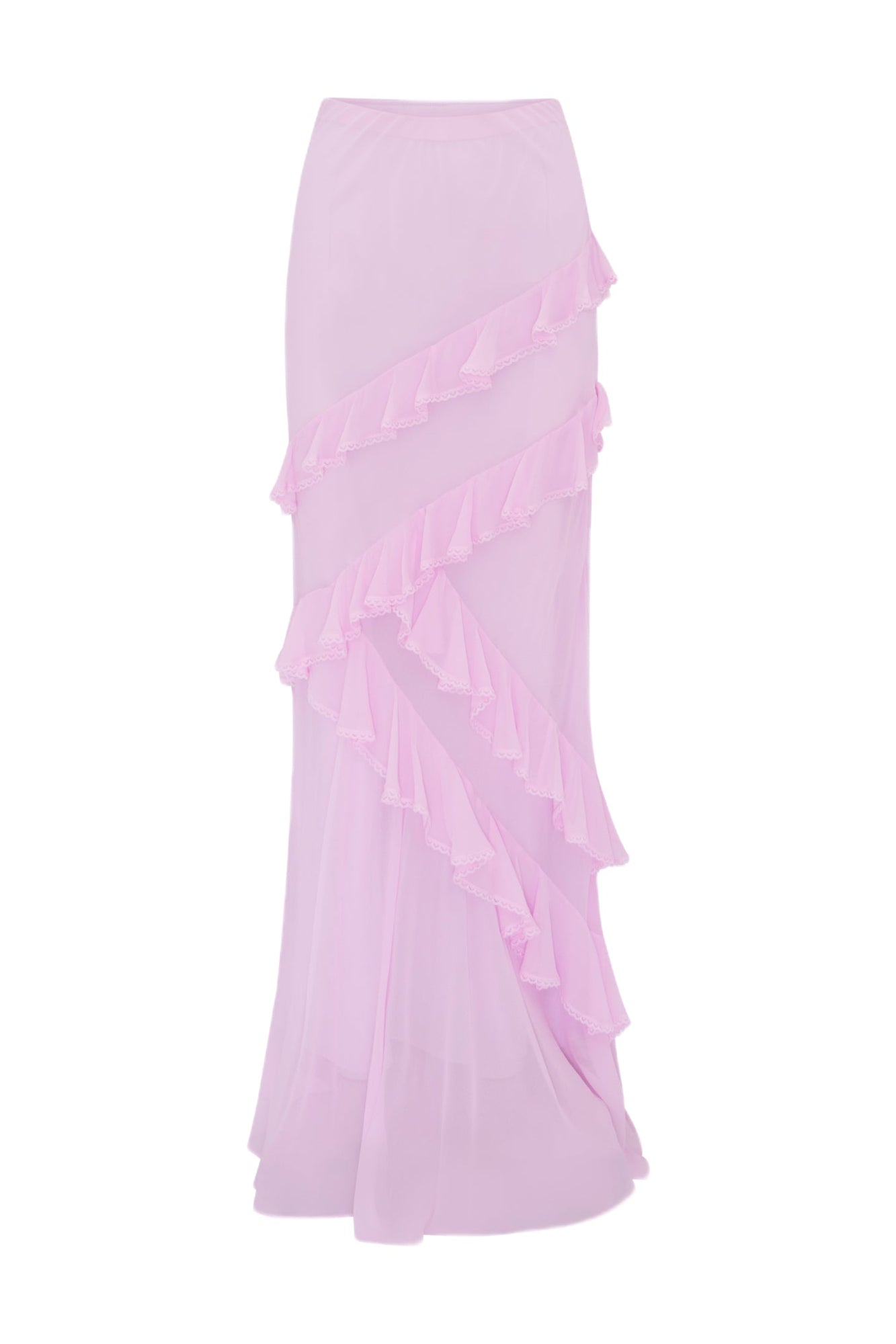 Mitnessa Chiffon Ruffle Maxi Skirt | Soft Lilac