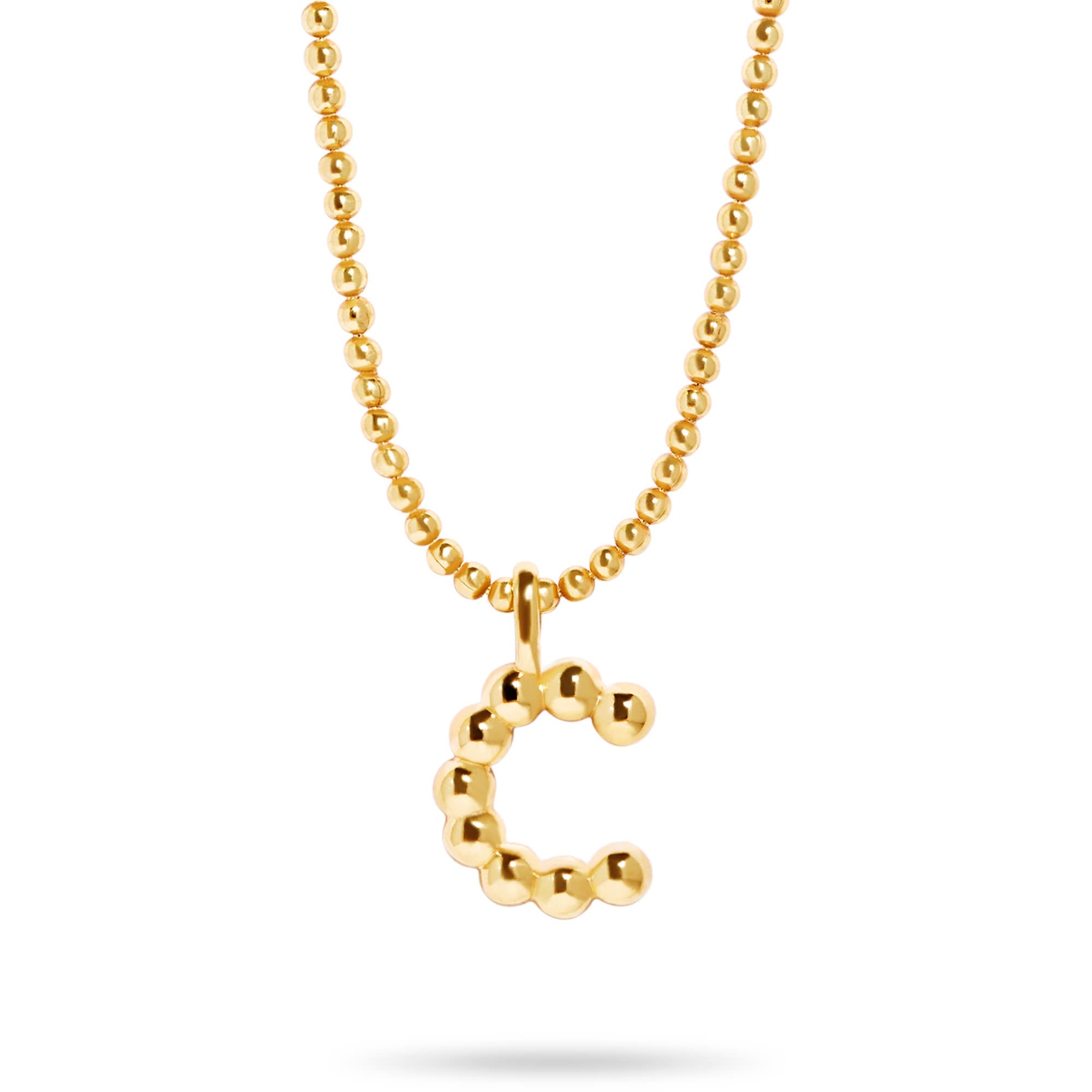 Stone and Strand Gold Vermeil Mochi Donut Initial Necklace Close Up C Image