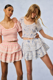 Molly Heirloom Print Top | Whisper Blue