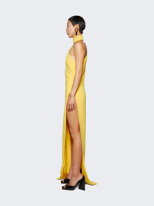 Women | Monot | Asymmetrical High Neck Shoulder Dress | Yellow