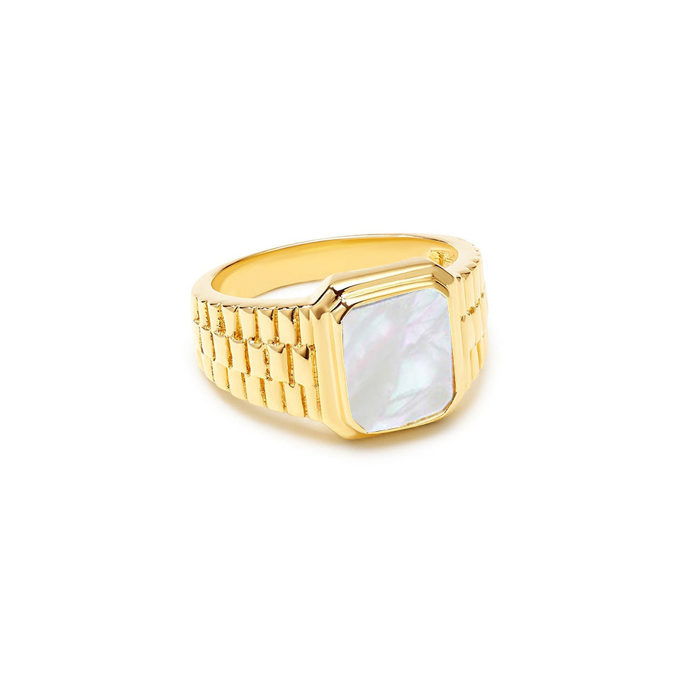 The Mother Of Pearl Valine Ring | Gold Vermeil