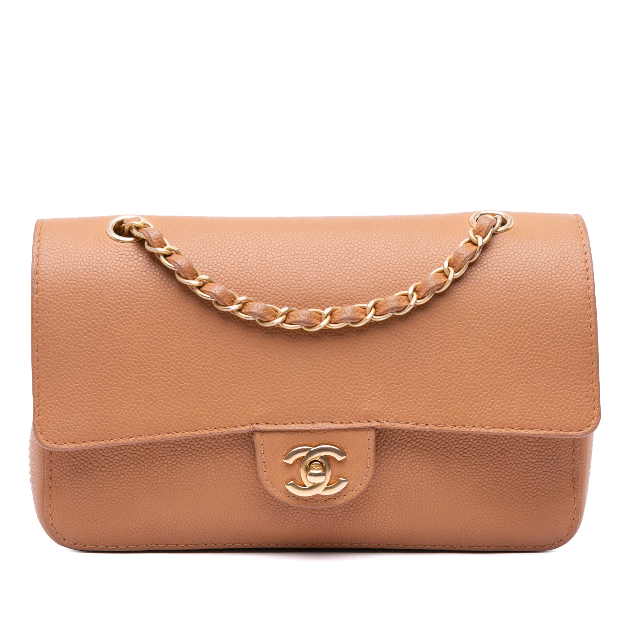 Chanel | Pre-Owned Medium Classic Caviar Pure Double Flap | Brown/Light Brown