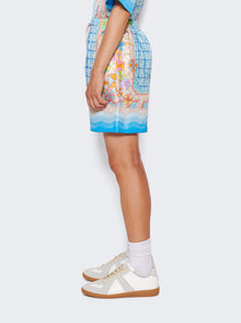 Men | CASABLANCA | Le Plongeon Silk Shorts Blue | Black