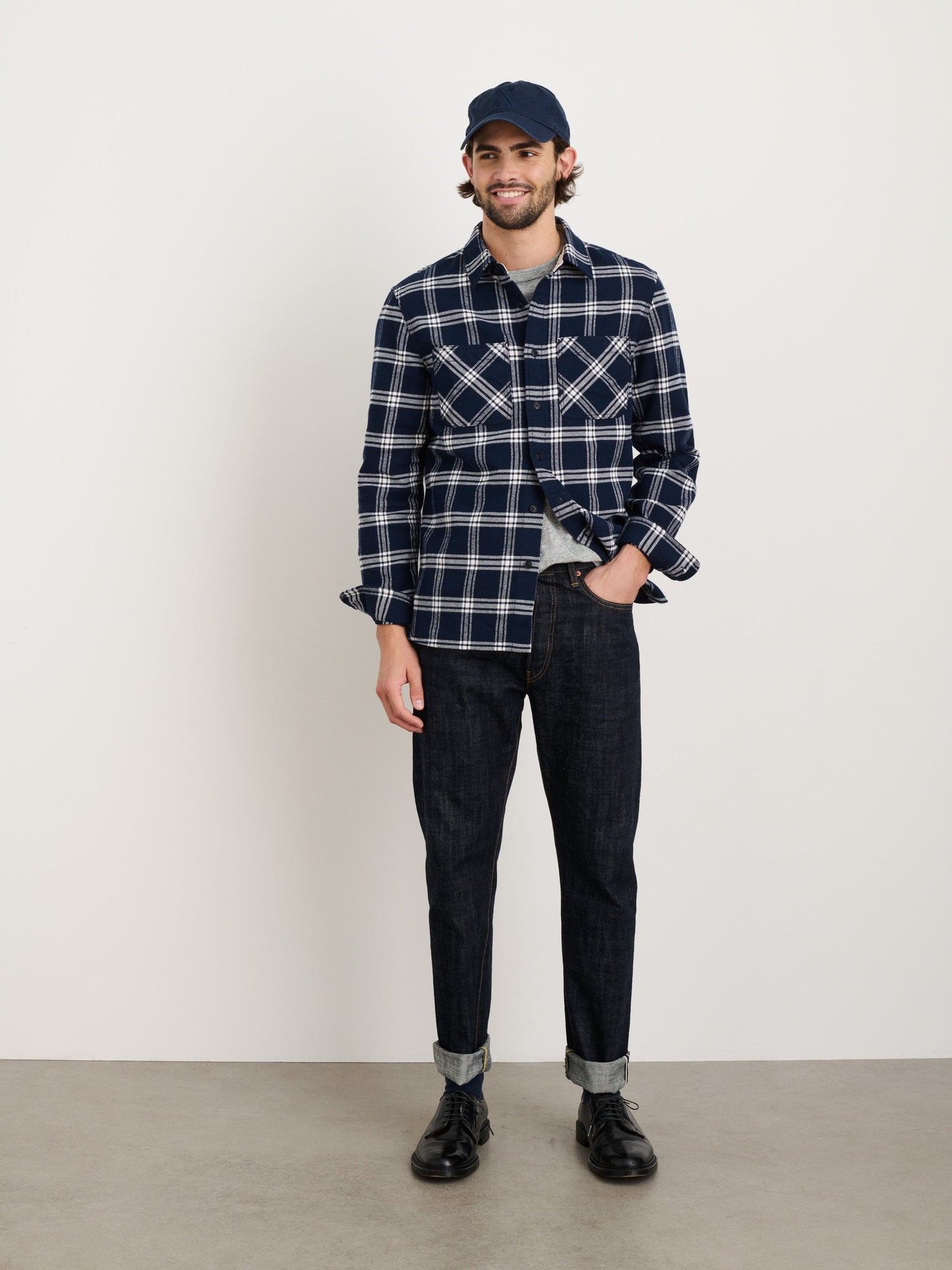 Men | Chore Shirt | Navy Plaid Flannel Navy