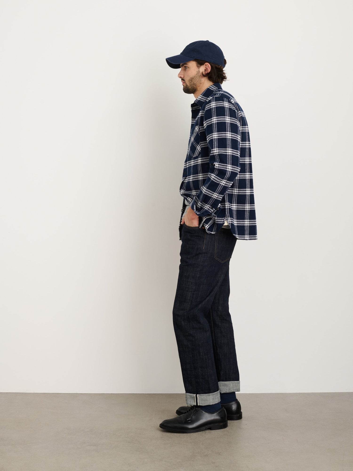 Men | Chore Shirt | Navy Plaid Flannel Navy
