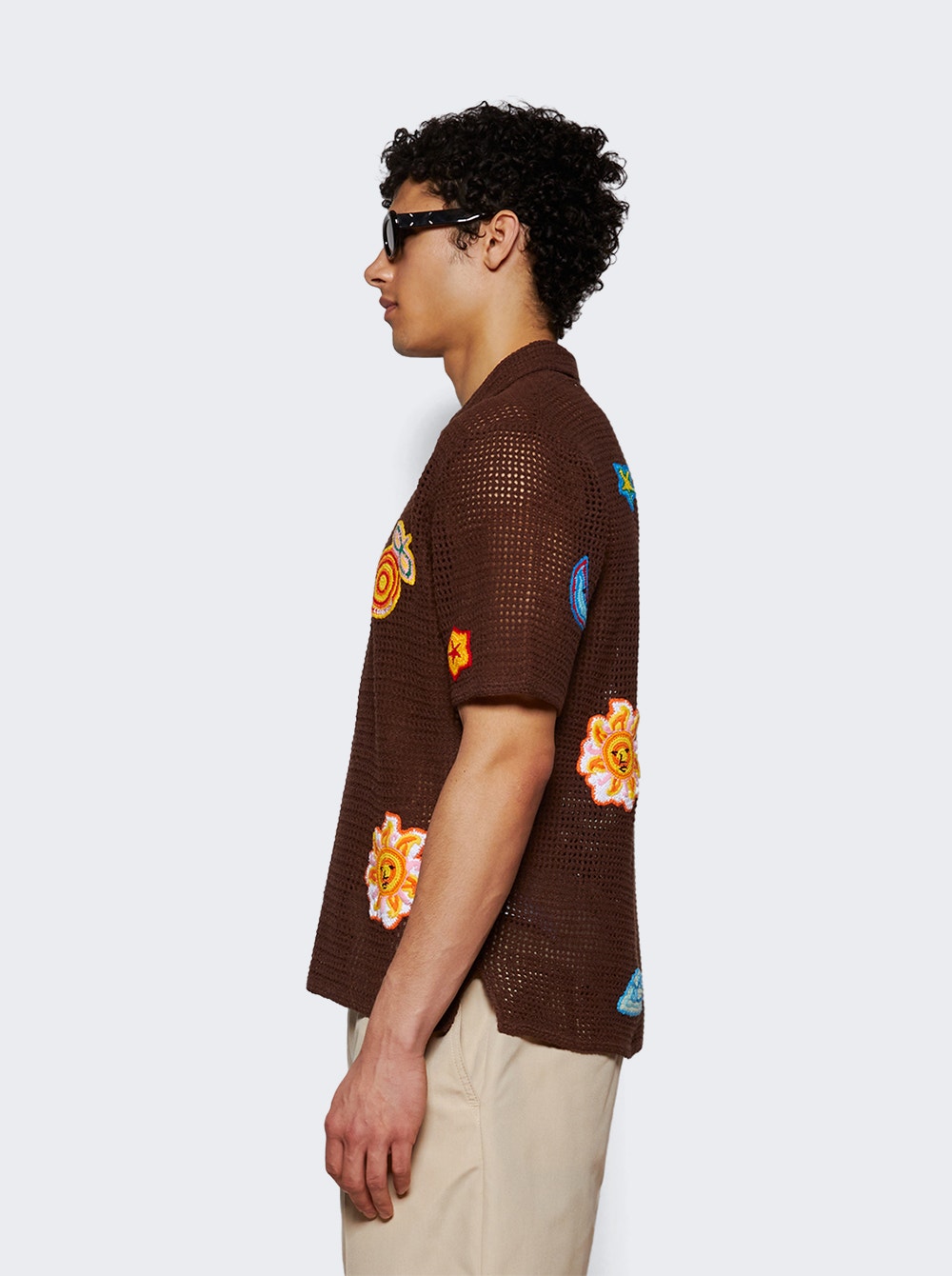 Men | CASABLANCA | Crochet Polo With Patches | Brown