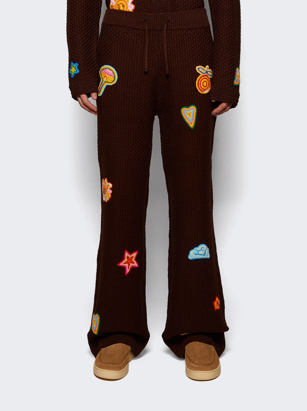 Men | CASABLANCA | Crochet Trousers With Patches | Brown