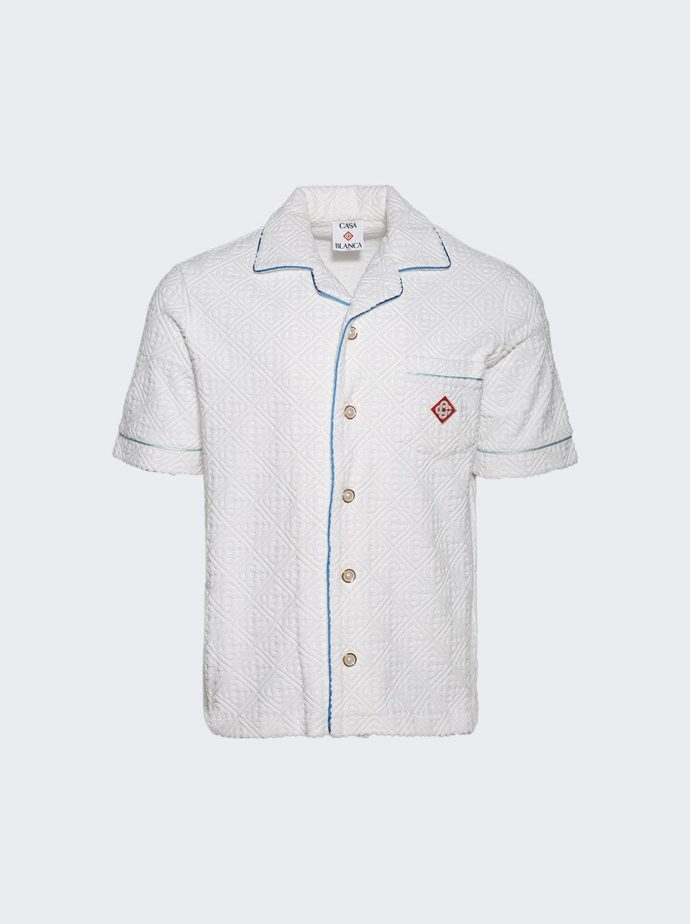 Men | CASABLANCA | Tennis Stripe Towelling Shirt | White