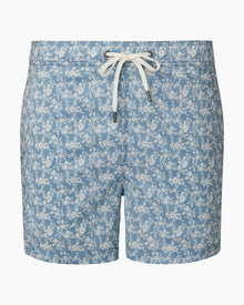 Mens | Charles 5in Swim Trunk | Micro Hibiscus Baby Blue