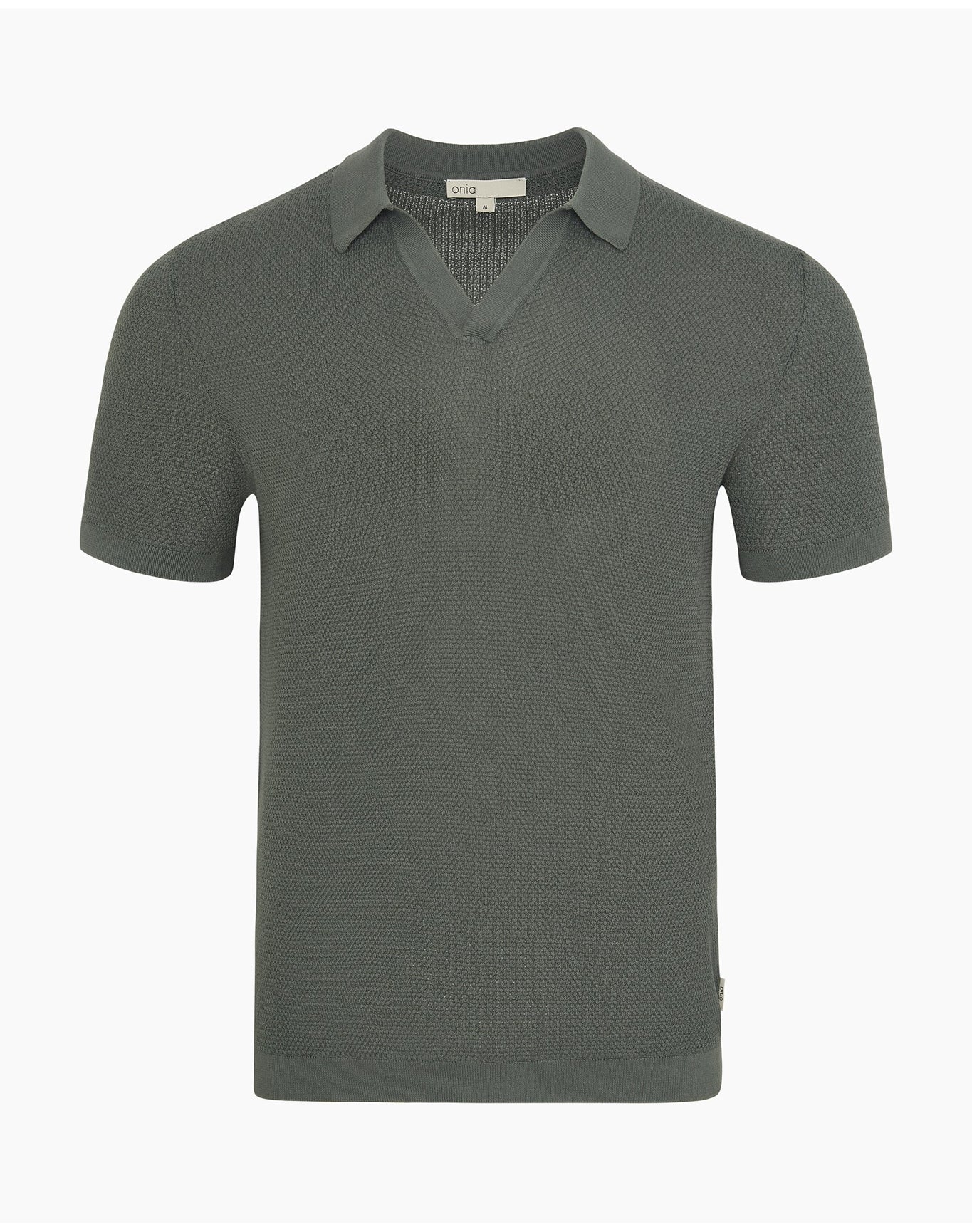 Men | Cotton Textured Johnny Collar Polo | Agave