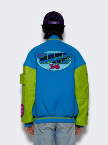 Members of The Rage | Oversize Varsity Jacket Turquoise And Acid Lime | Blue