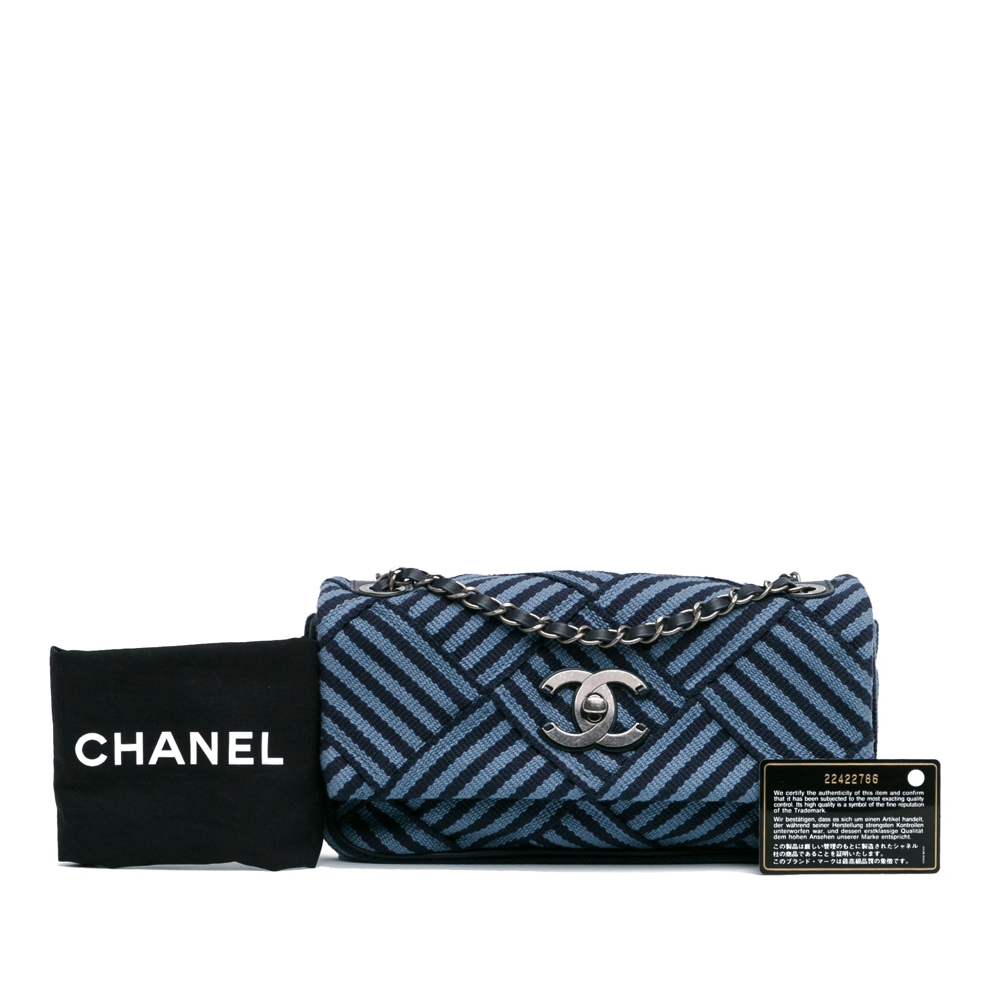 Chanel | Pre-Owned Canvas Stripe Flap Bag | BlueBlack