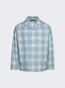 Men | MASTERMIND WORLD | Open Collar Plaid Shirt | Blue