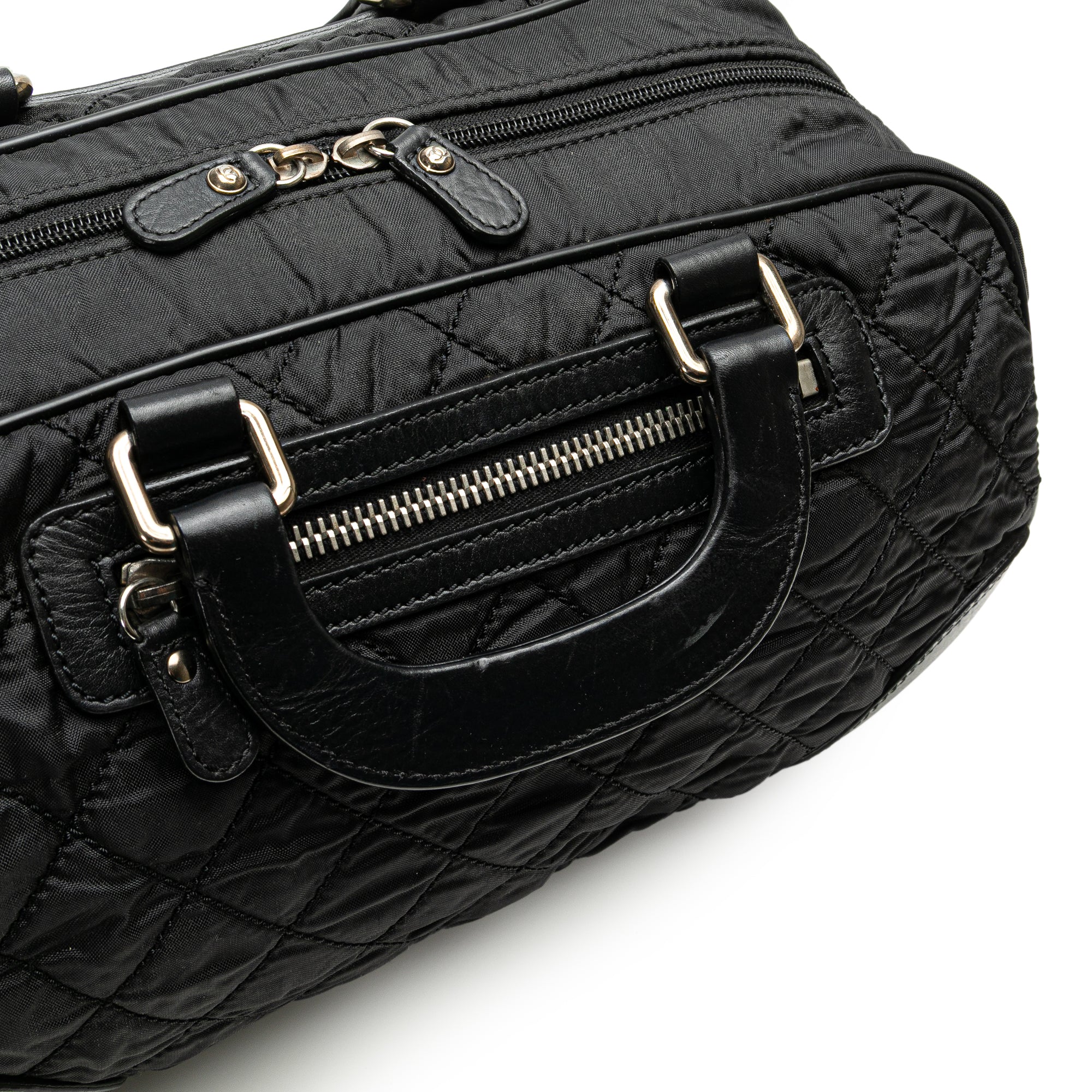 Chanel | Pre-Owned Paris New York Quilted Nylon Duffle Handbag | Black