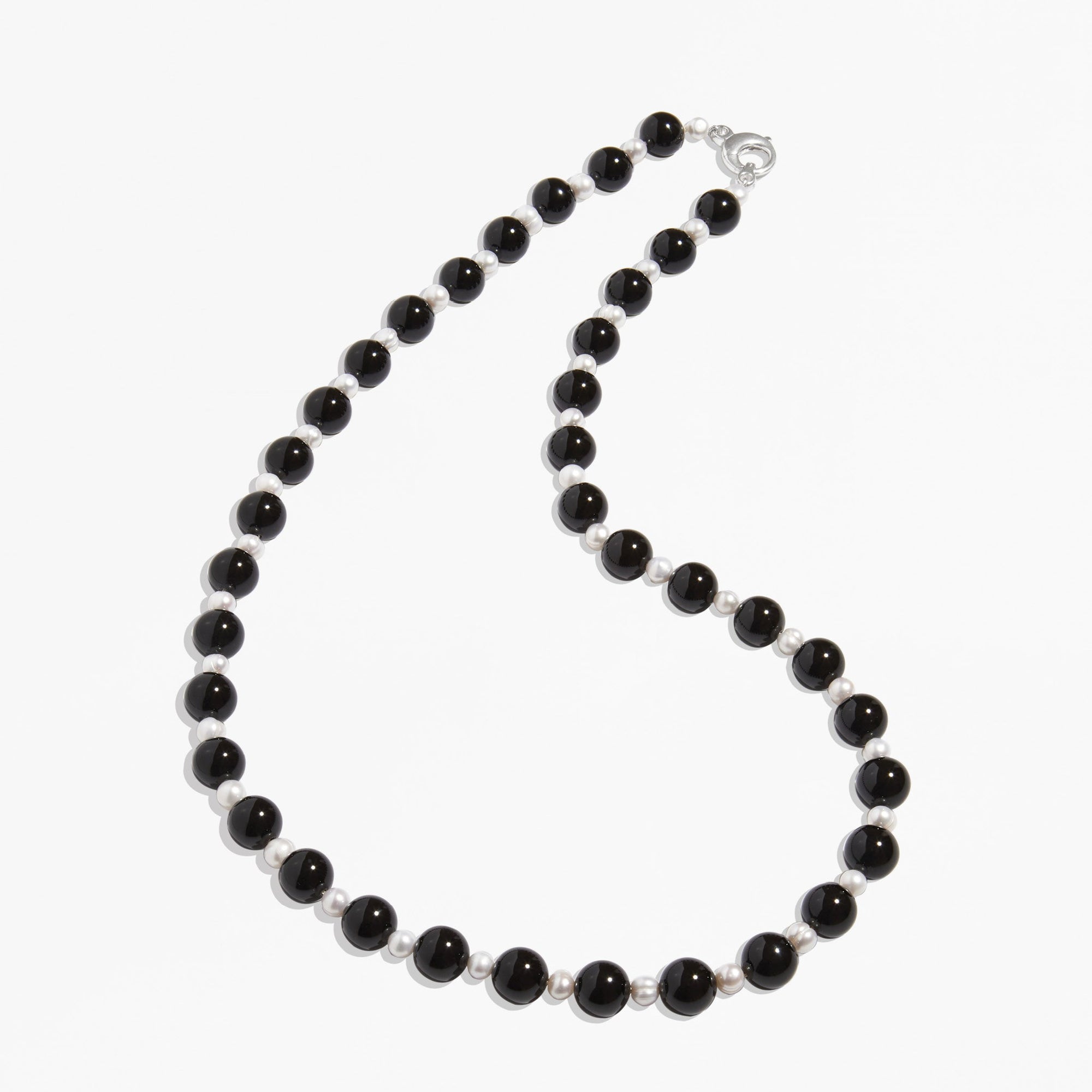 Nonna Necklace | Sterling Silver | Freshwater Pearls/Black Onyx