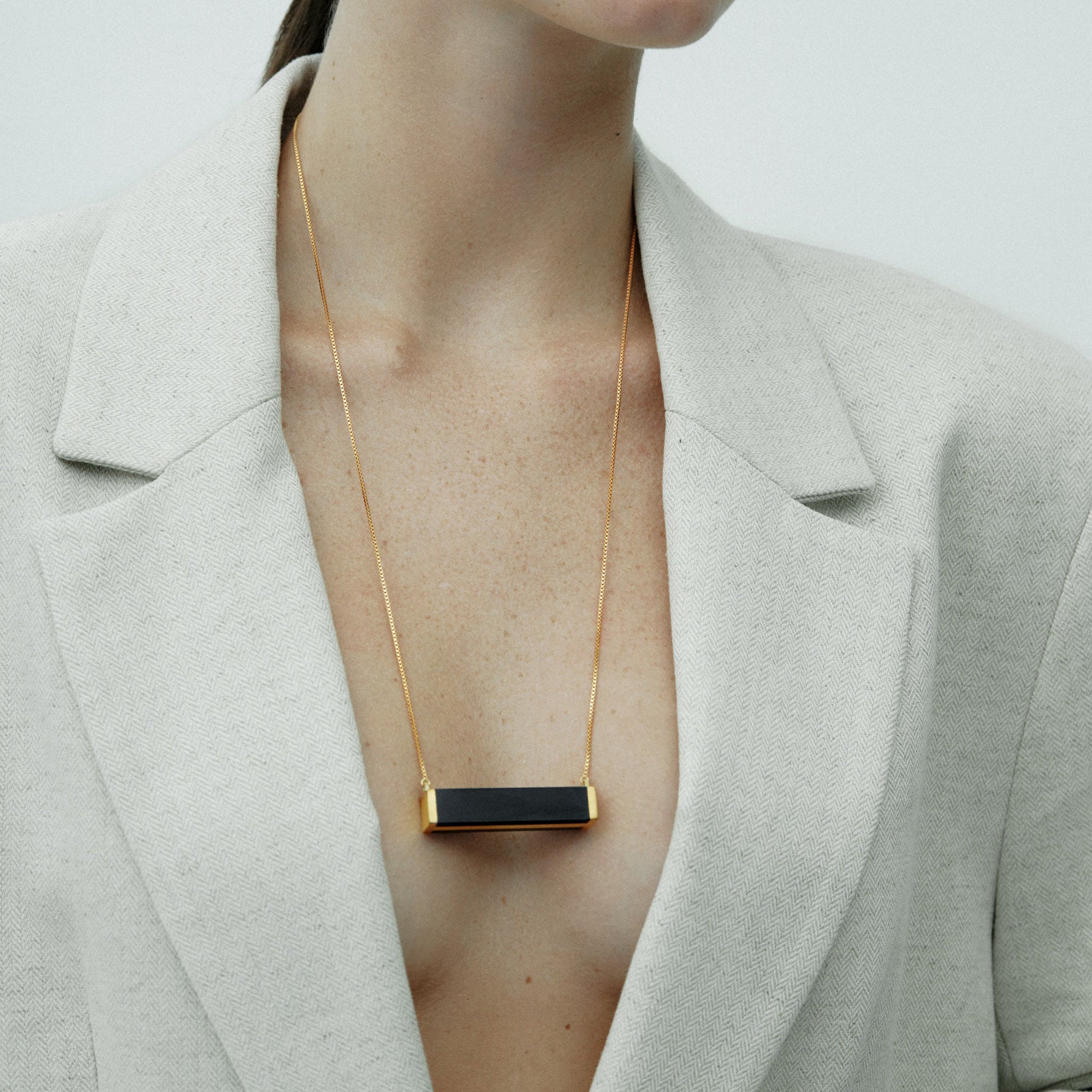 Monolith Pendant | 18K Gold Plated | Onyx