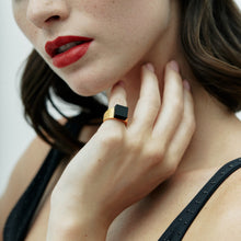 Pixel Ring | 18K Gold Plated | Onyx