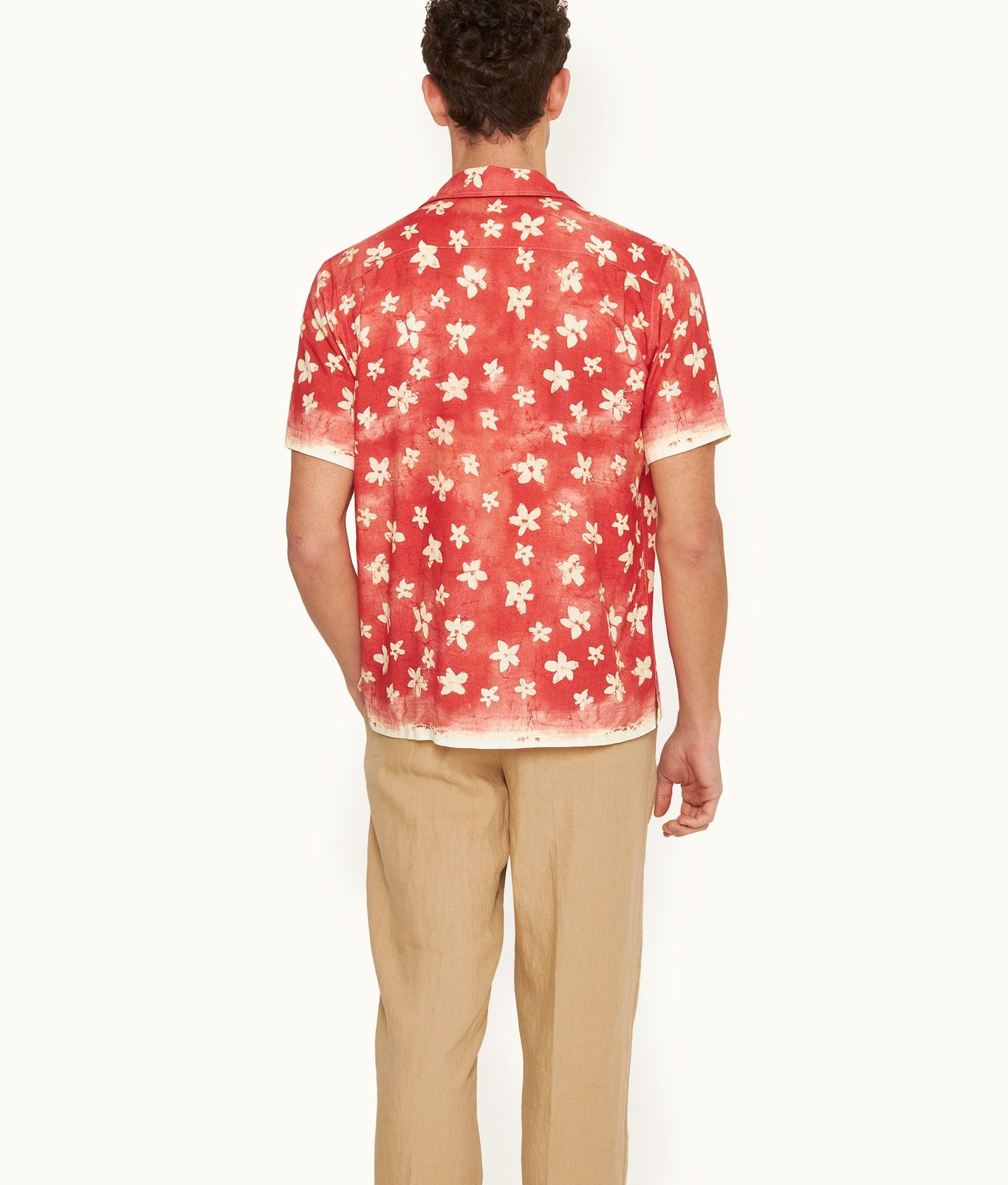 Maitan Budding Life Print Relaxed Fit Capri Collar Shirt | Cinnamon Summer Red
